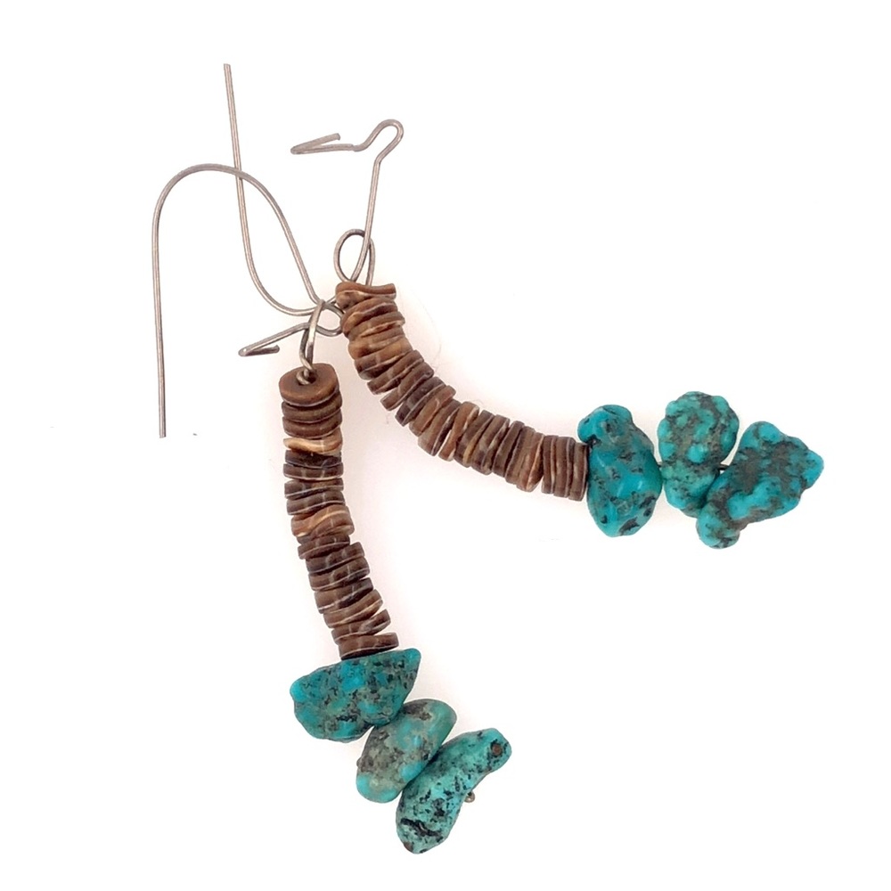 Handmade Navajo Turquoise and Shell Earrings